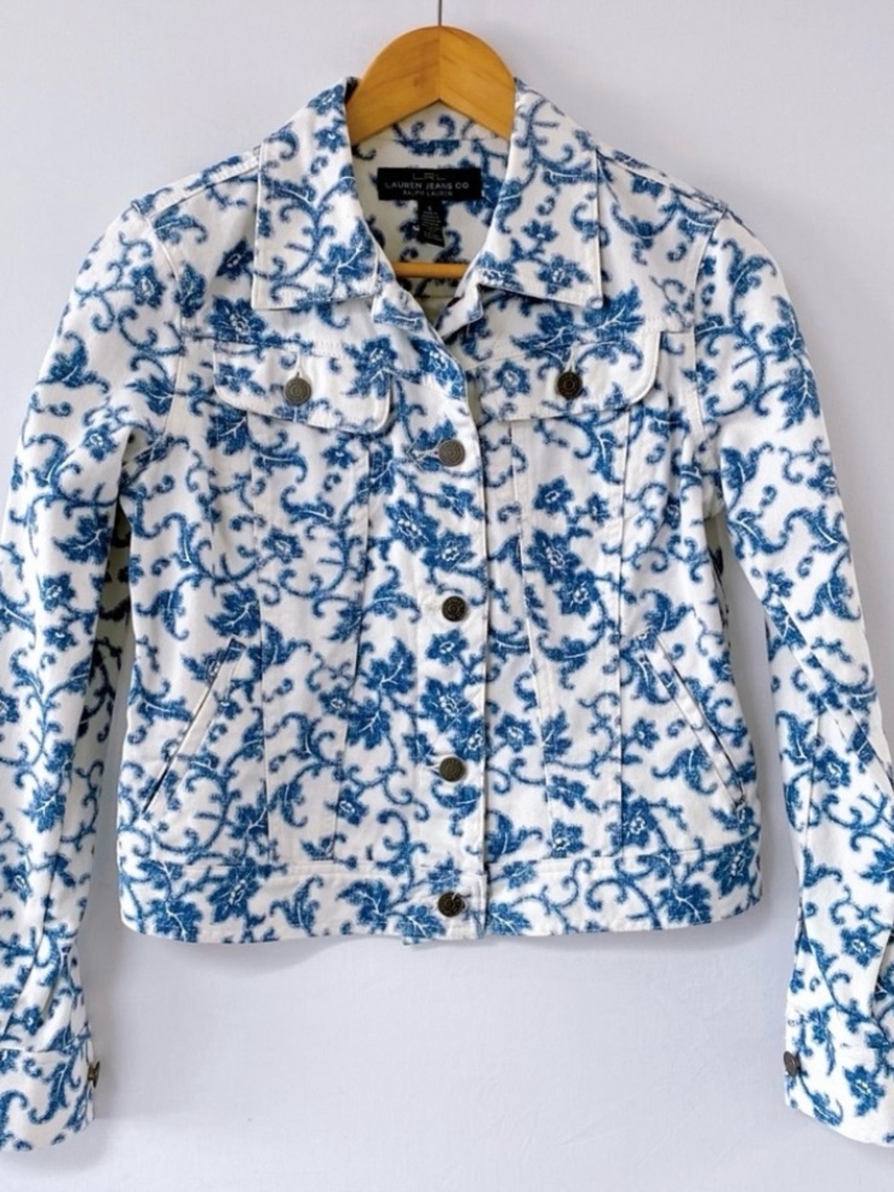 Ralph Lauren LRL Lauren Jeans Co. Women's Blue Floral Fleece Jacket